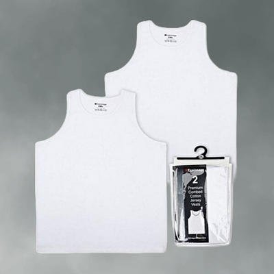 ESPIONAGE BIG MENS TWIN PACK PREMIUM COTTON VESTS