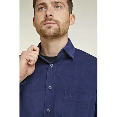 DOUBLE TWO CORDUROY LONG SLEEVE CASUAL SHIRT NAVY