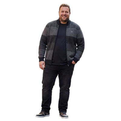 KAM Funnel Neck Zipper Cardigan Charcoal KBS96