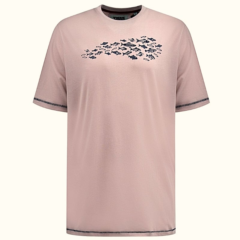 D555 Big Mans Bournemouth Shoal of Fish Tee Dusty Pink