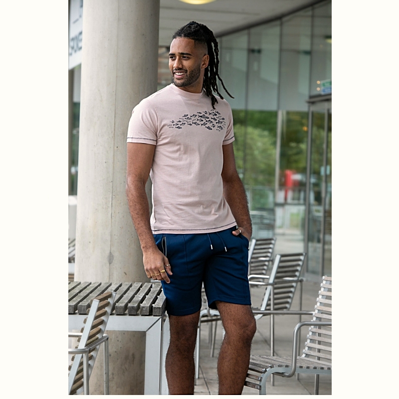 D555 Big Mans Bournemouth Shoal of Fish Tee Dusty Pink