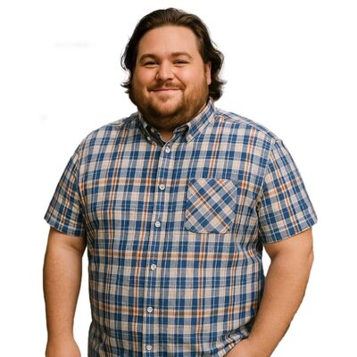 KAM SHORT SLEEVE PREMIUM CHECKED SHIRT BLUE ORANGE KBS6339