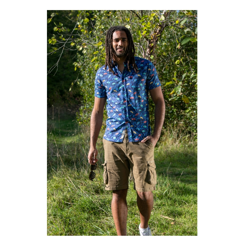 D555 Hartlepool Vintage Car Print Short Sleeve Shirt