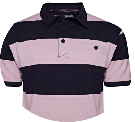 £28.99 2XL to 8XL KAM Short Sleeve Stripe Rugby Polo