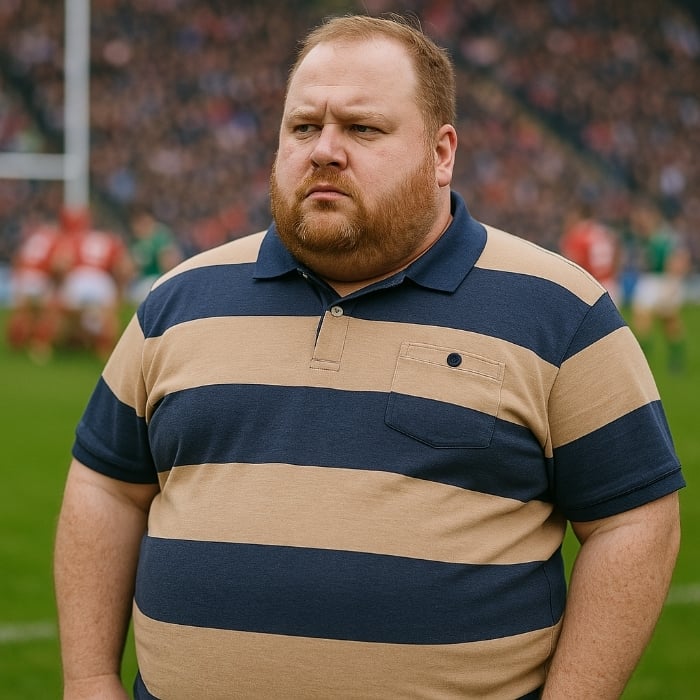 KAM Short Sleeve Stripe Rugby Polo Navy / Stone KBS5522