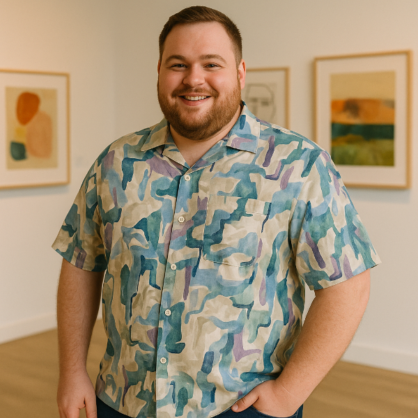 ESPIONAGE Abstract Print Short Sleeve Shirt With revere Collar SH441