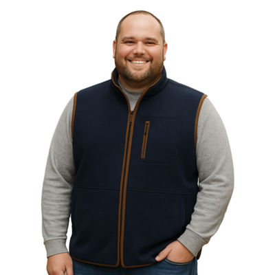 ESPIONAGE Full Zip Micro Fleece GILET NAVY FL047