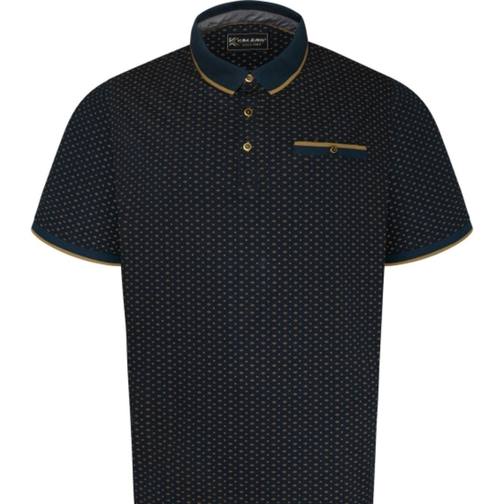KAM AOP Geo Print Polo NAVY KBS5529