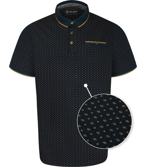 KAM AOP Geo Print Polo NAVY KBS5529