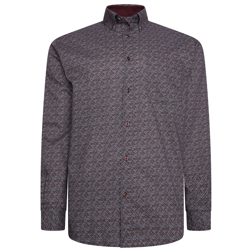 KAM BLACK LABEL Premium Geo Print Long Sleeve Shirt P050