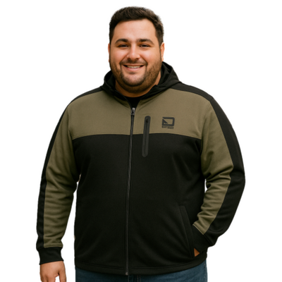 D555 Southport Dry Wear Zip Through Hooded Tracksuit Jacket Black/Olive