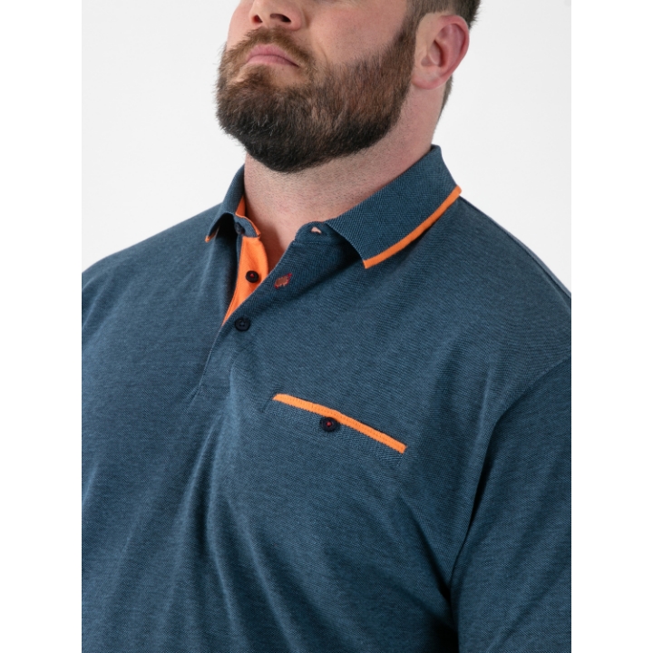 2XL to 6XL D555 HARVEY 3 Mens Pique Polo with Jacquard Collar TEAL