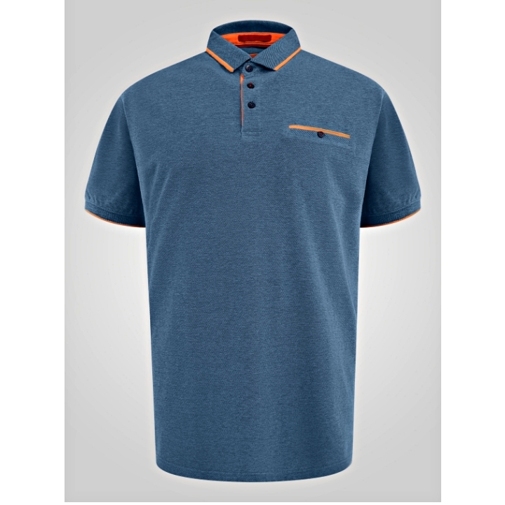 D555 HARVEY 3 Mens Pique Polo with Jacquard Collar TEAL