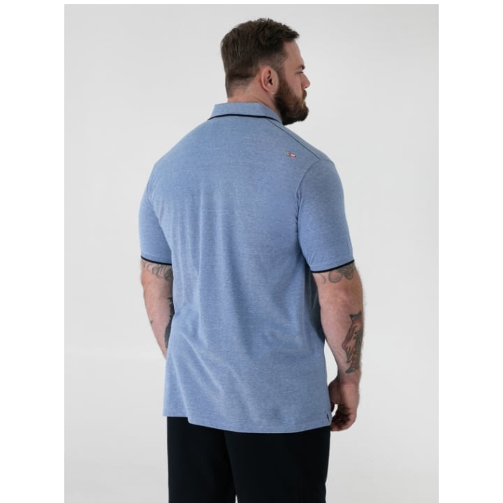 D555 HARVEY 2 Mens Pique Polo with Jacquard Collar BLUE
