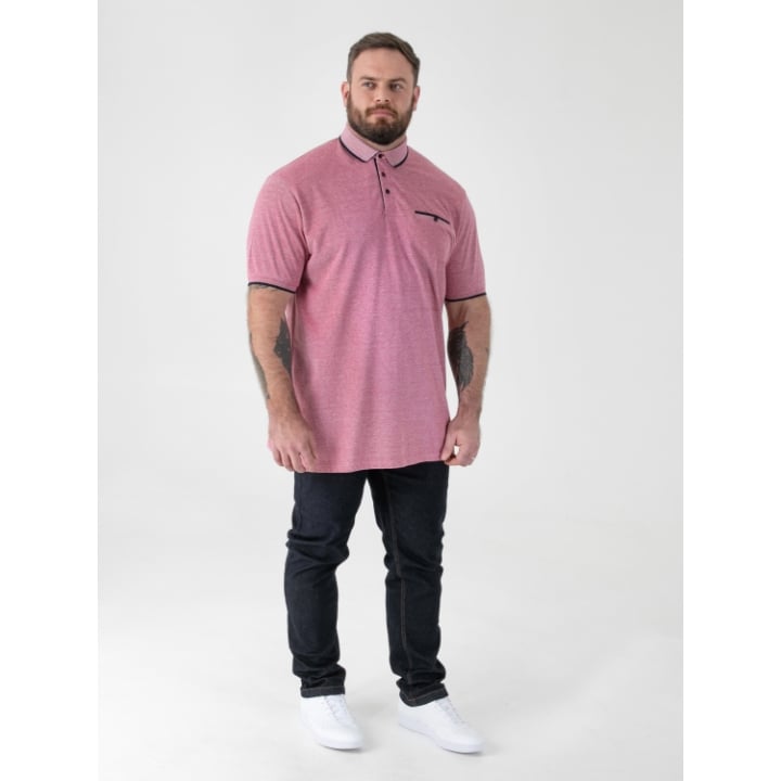 D555 HARVEY 2 Mens Pique Polo with Jacquard Collar RED