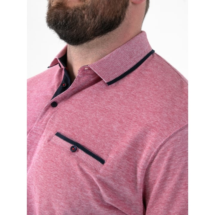2XL to 6XL D555 HARVEY 2 Mens Pique Polo with Jacquard Collar RED
