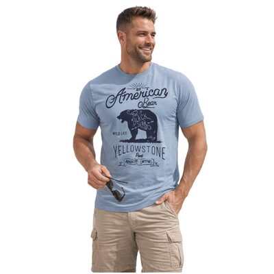 KAM American Bear Print Big Tee DUSTY BLUE KBS5806