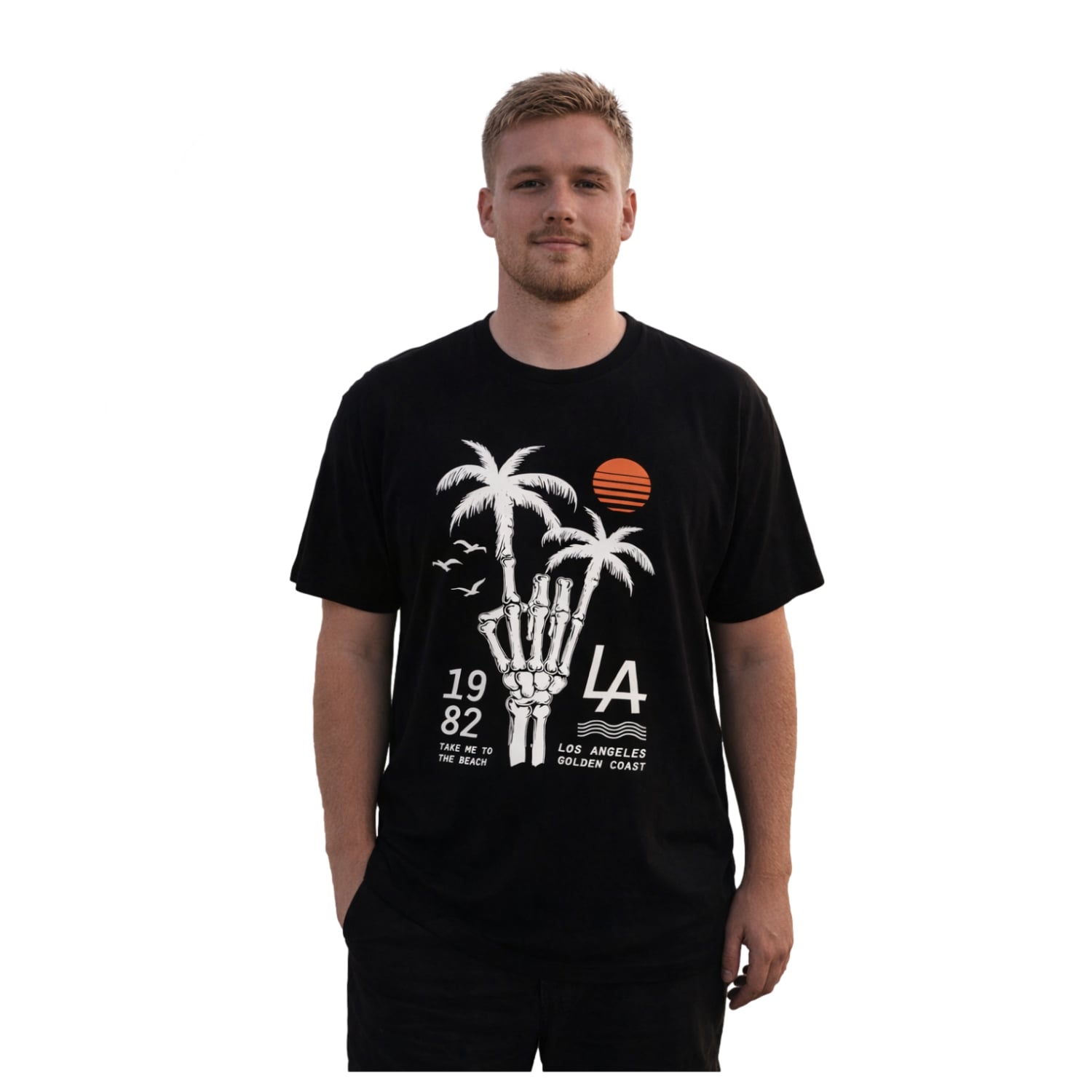 2 - 6xl Big Tee Shirt ESPIONAGE Skeleton Palm Print Tee BLACK T448