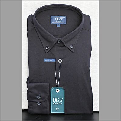 £55 2XL - DG'S DRIFTER Navy Plain Stretch Shirt Long Sleeve 14633