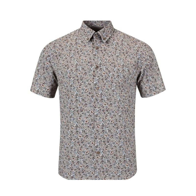 £45 2XL - 6XL DG'S DRIFTER Floral Print Shirt Short Sleeve 14931 BROWN
