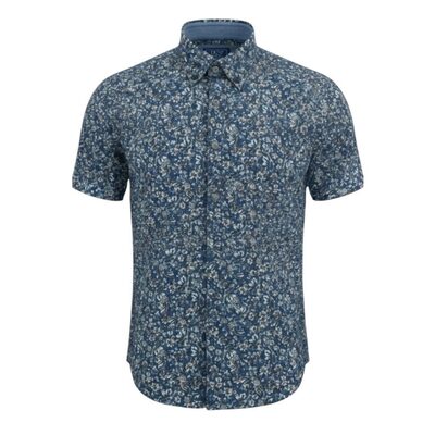 £45 2XL - 6XL DG'S DRIFTER Floral Print Shirt Short Sleeve 14931 NAVY