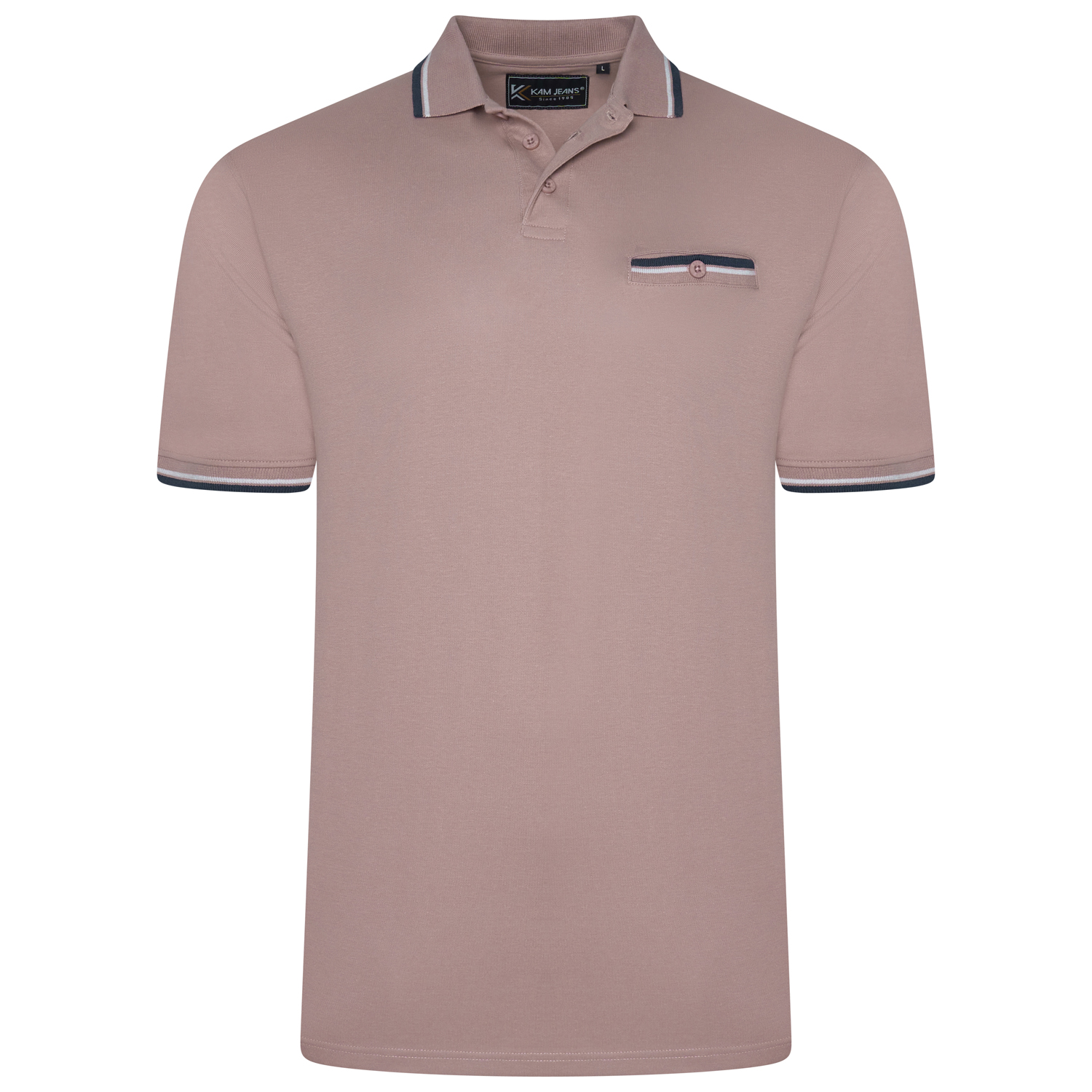 In stock up to 8XL KAM Tipped Collar Polo with Pocket MAUVE KBS5537