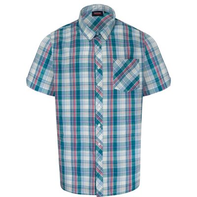 ESPIONAGE Short Sleeve Check Shirt SH443 GREEN PINK WHITE