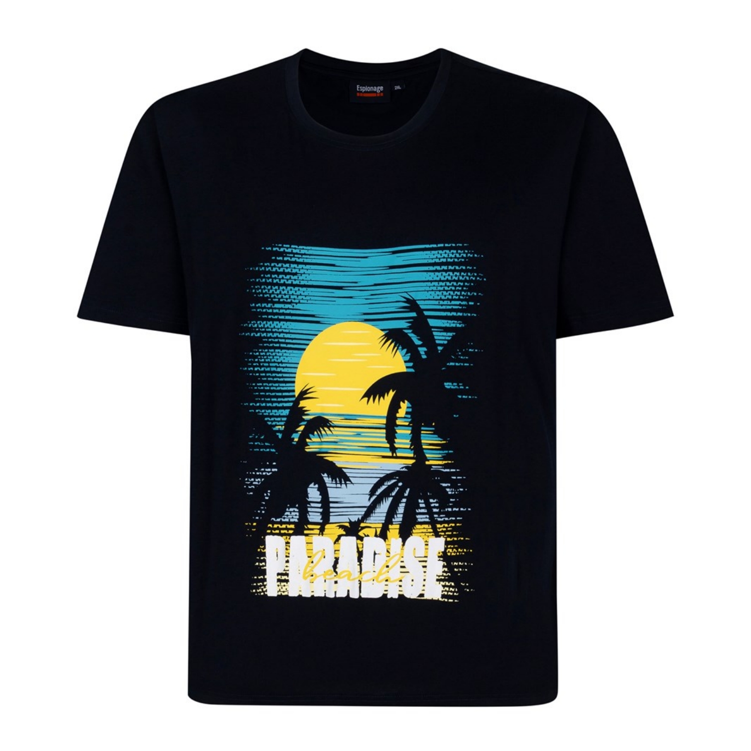 2 - 6xl Big Tee Shirt ESPIONAGE Paradise Print Tee NAVY T448