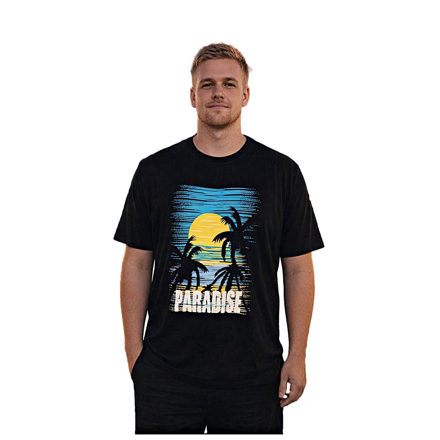 2 - 6xl Big Tee Shirt ESPIONAGE Paradise Print Tee NAVY