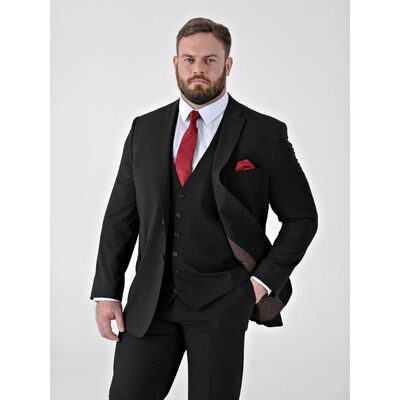 D555 TED Big Mens Tailored Suit Jacket with 4 Way Stretch BLACK