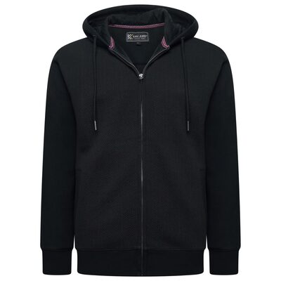 2XL – 8XL £39.50 KAM Zip Thru Jacquard Textured Hoody BLACK KBS7094