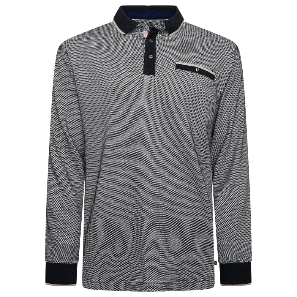 KAM Long Sleeve Dobby Polo INDIGO KBS5533 –