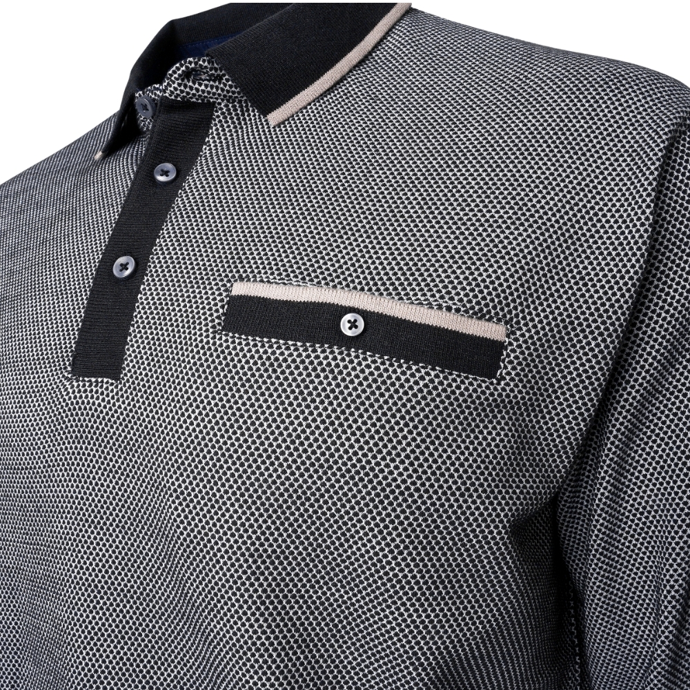 KAM Long Sleeve Dobby Polo INDIGO KBS5533 –