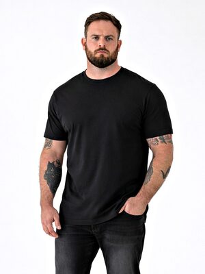 D555 SMARTLY Big Mens Combed Cotton Crew Neck T-Shirts 5 Pack ~ BLACK 601931 -