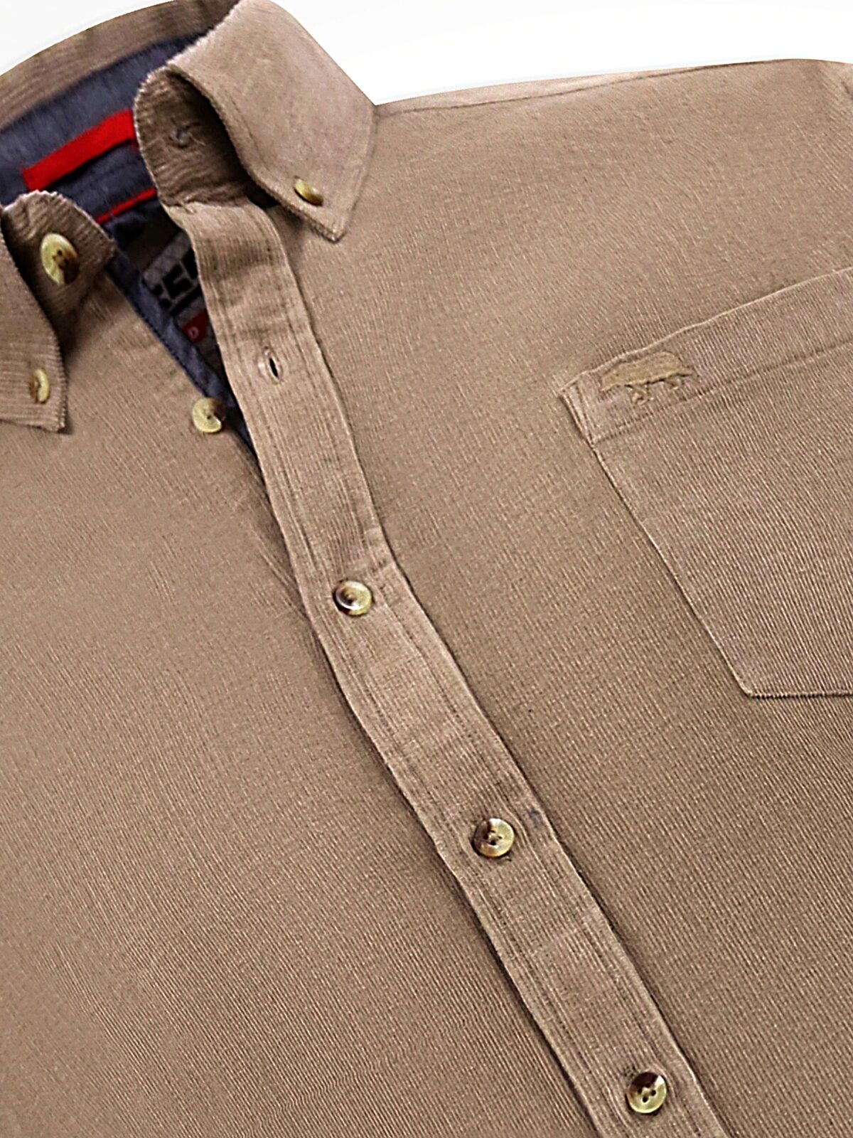 D555 CAREY Corduroy Shirt with Chest Pocket TAN112003 Big Sizes up to 7XL