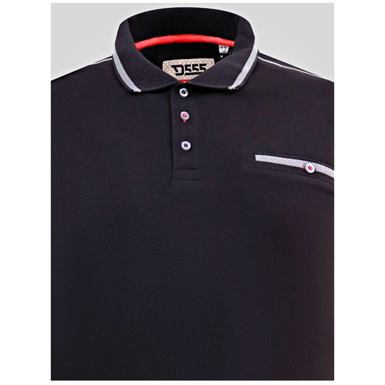D555 POTTS Jersey Polo with Jacquard Collar, Cuffs and Shoulder Panel BLACK 612003