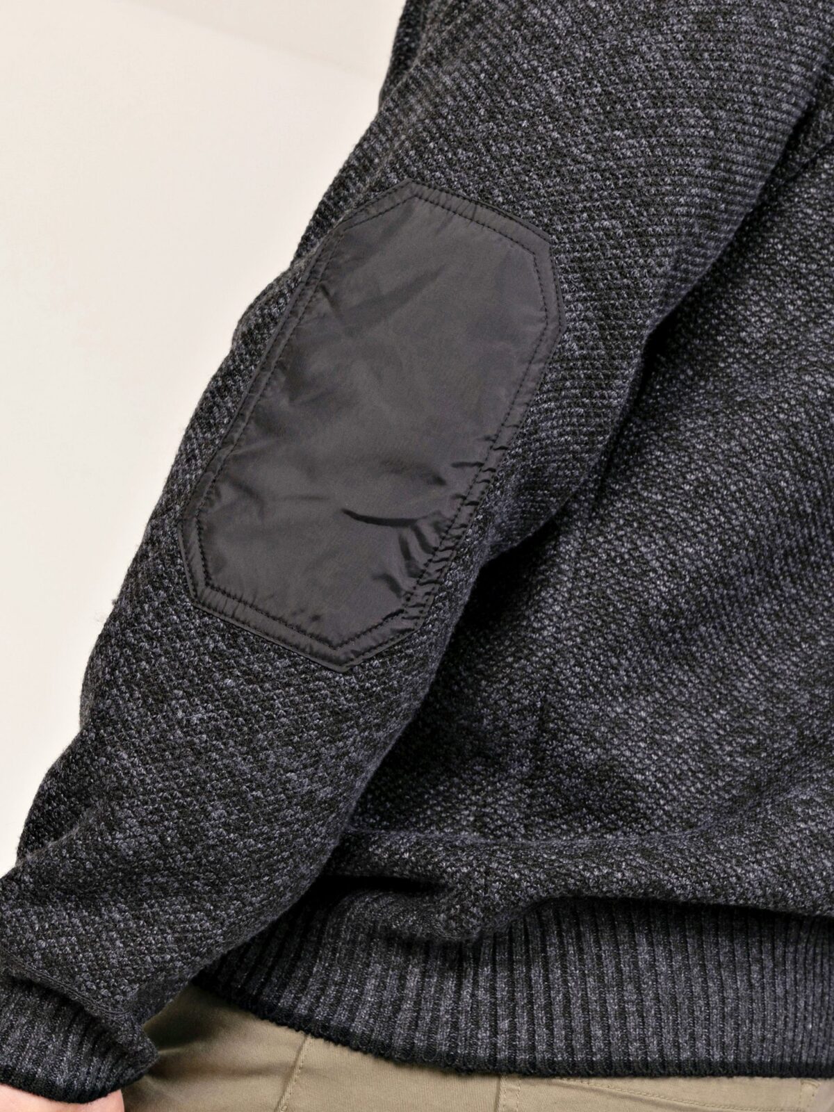 D555 Quarter Zip Bonded Check Sweater RONALD CHARCOAL 802007
