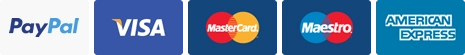 PayPal, Visa, Mastercard, Maestro and American Express accepted